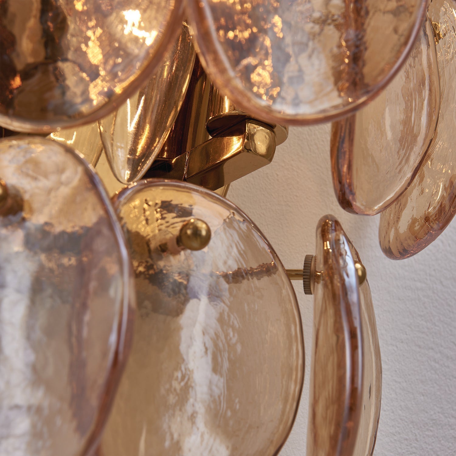 Aurora Wall Lamp Amber Glass Disc Fish Scale Brass - Neutral Decor