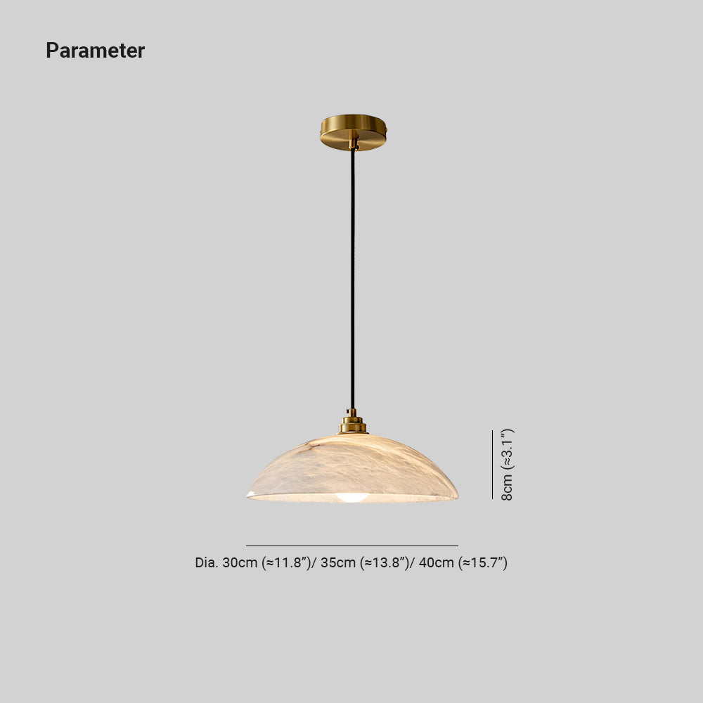 Ritta Minimalist Alabaster Brass Dome Pendant Light