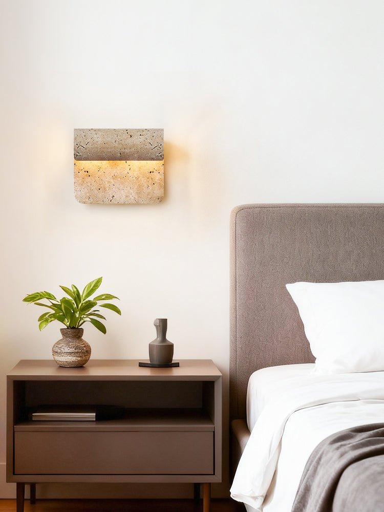 Vaelan Travertine Arc Wall Lamp