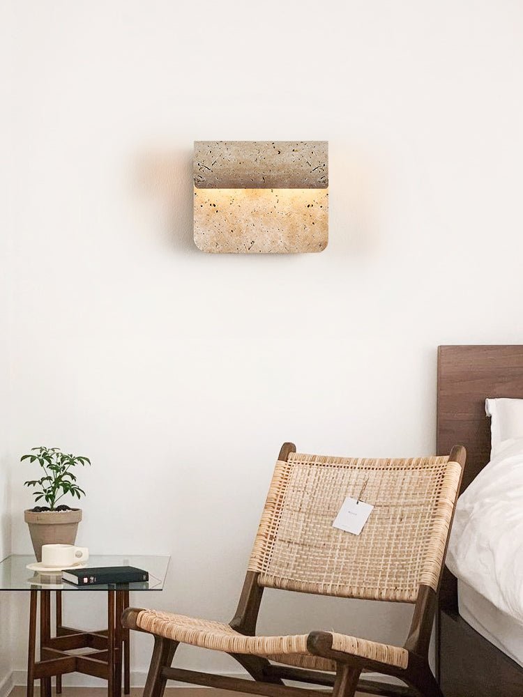 Vaelan Travertine Arc Wall Lamp