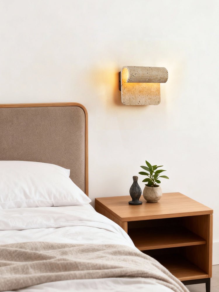 Vaelan Travertine Arc Wall Lamp