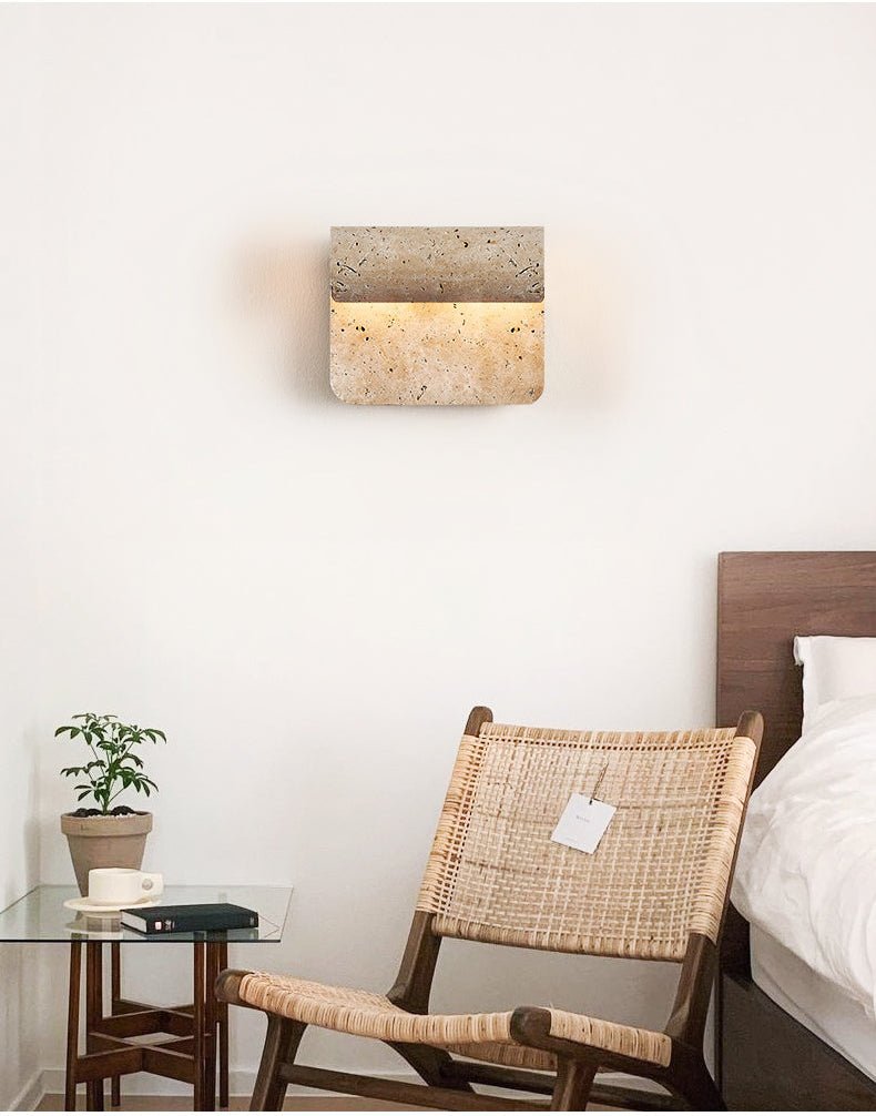 Vaelan Travertine Arc Wall Lamp