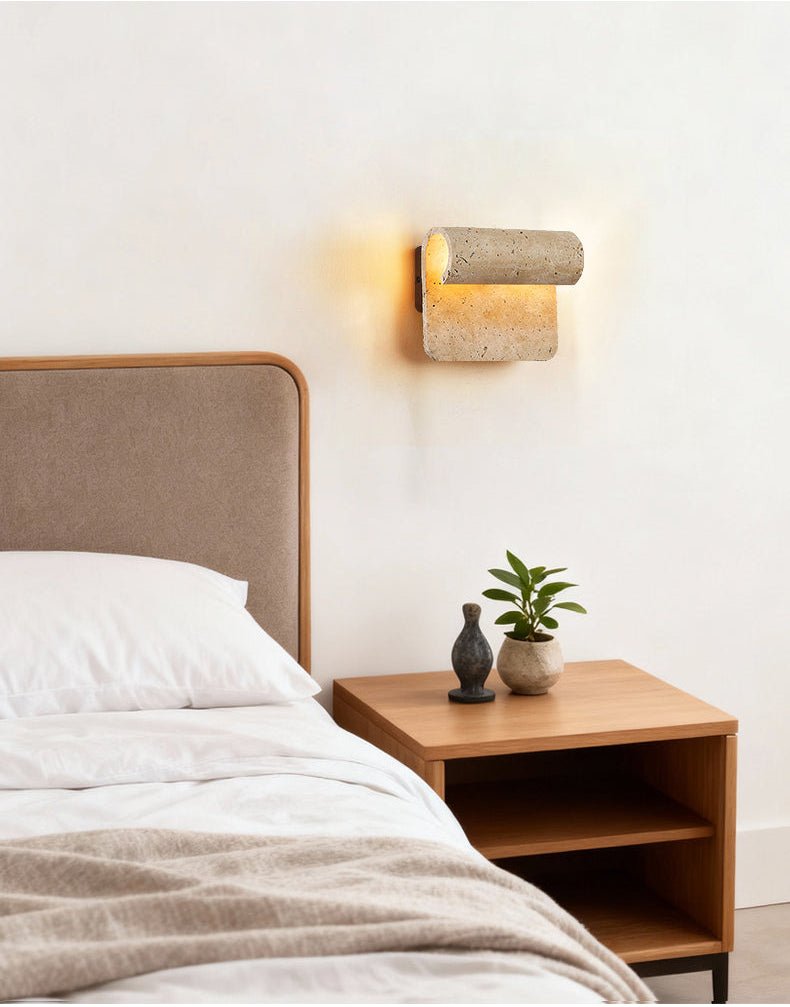 Vaelan Travertine Arc Wall Lamp