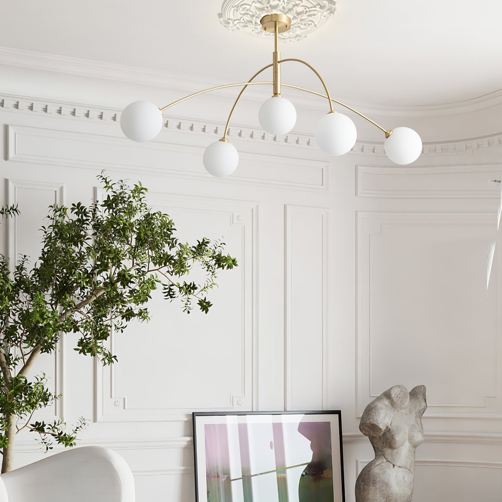 Orieliel Chandelier Valentina Arc Brass Elegant