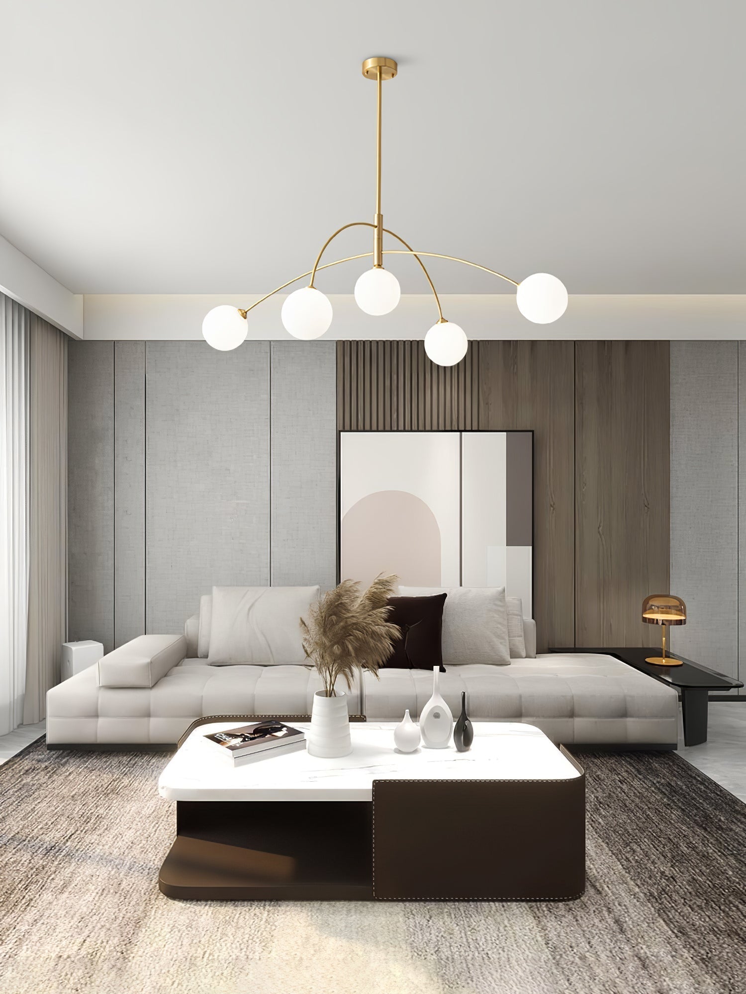 Orieliel Chandelier Valentina Arc Brass Elegant