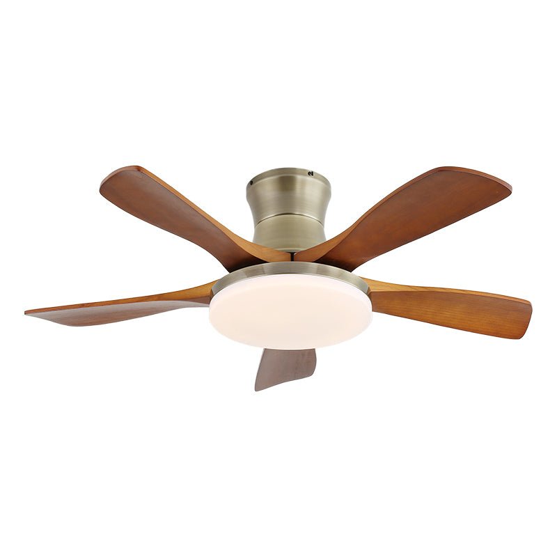 Elveora Modern Brass Wood Ceiling Fan Light