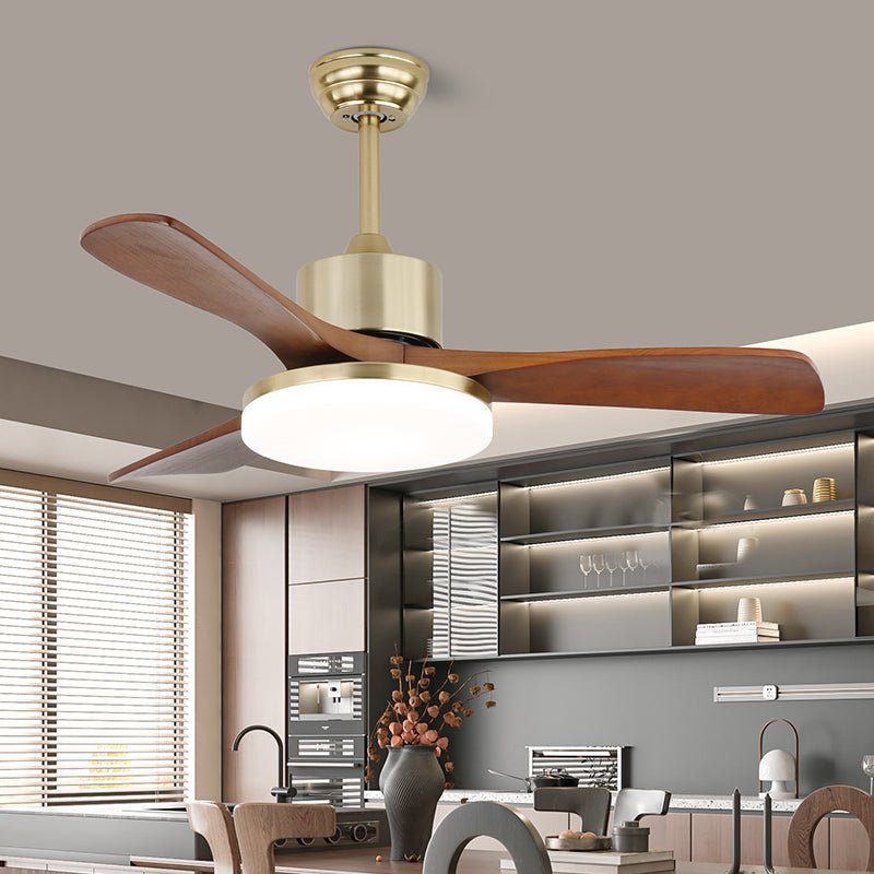 Elveora Modern Brass Wood Ceiling Fan Light