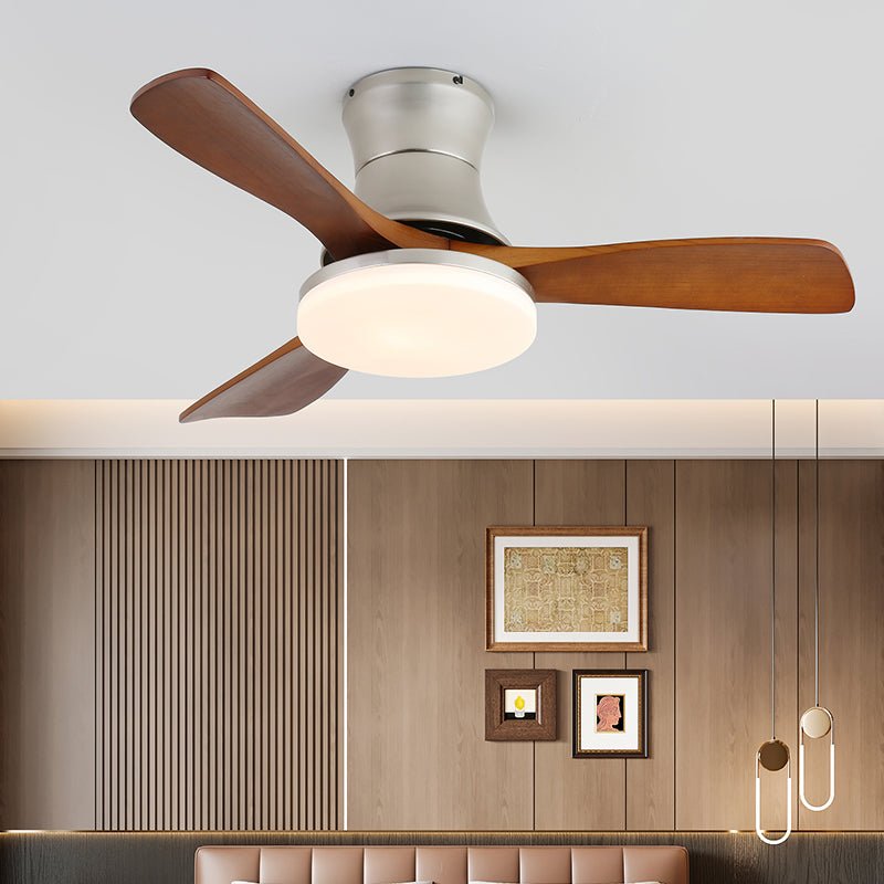 Elveora Modern Brass Wood Ceiling Fan Light