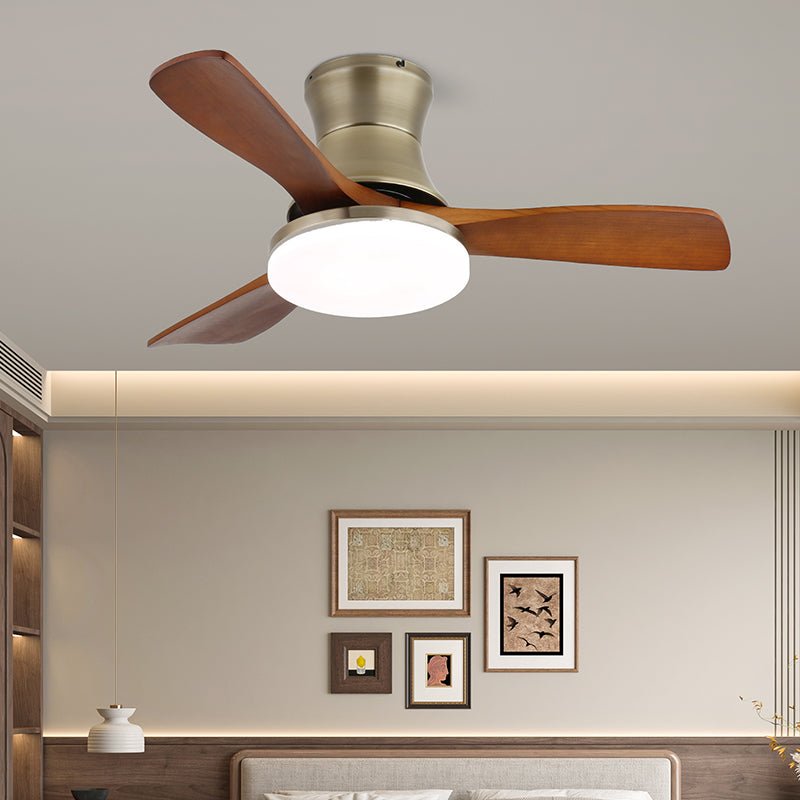 Elveora Modern Brass Wood Ceiling Fan Light