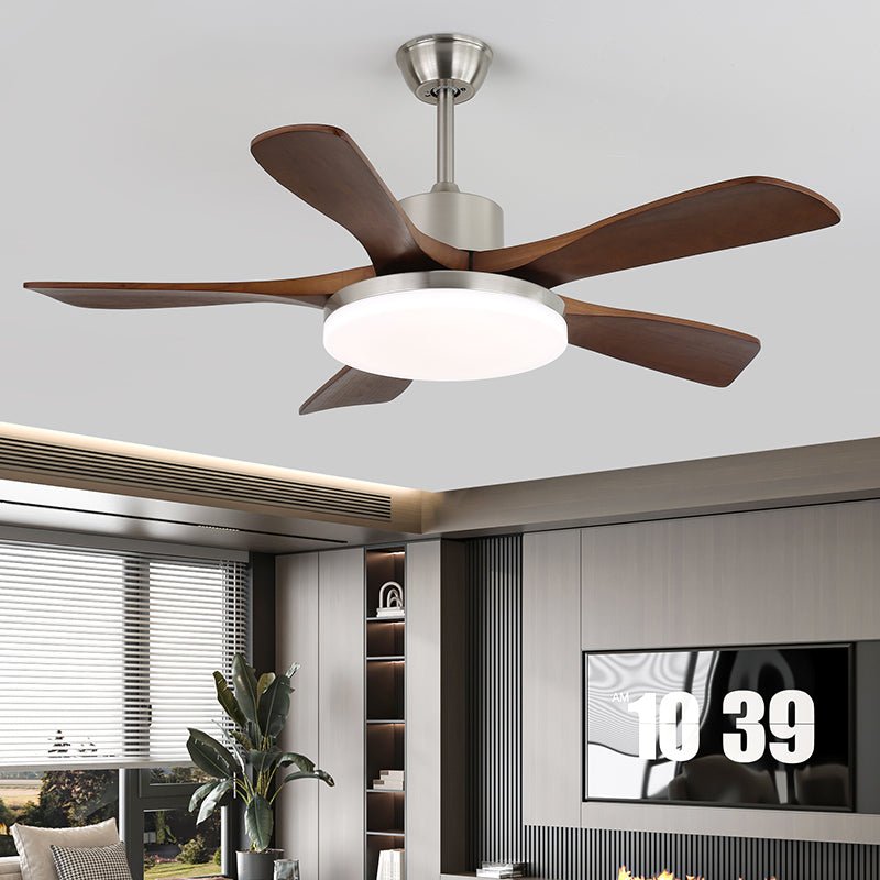 Elveora Modern Brass Wood Ceiling Fan Light