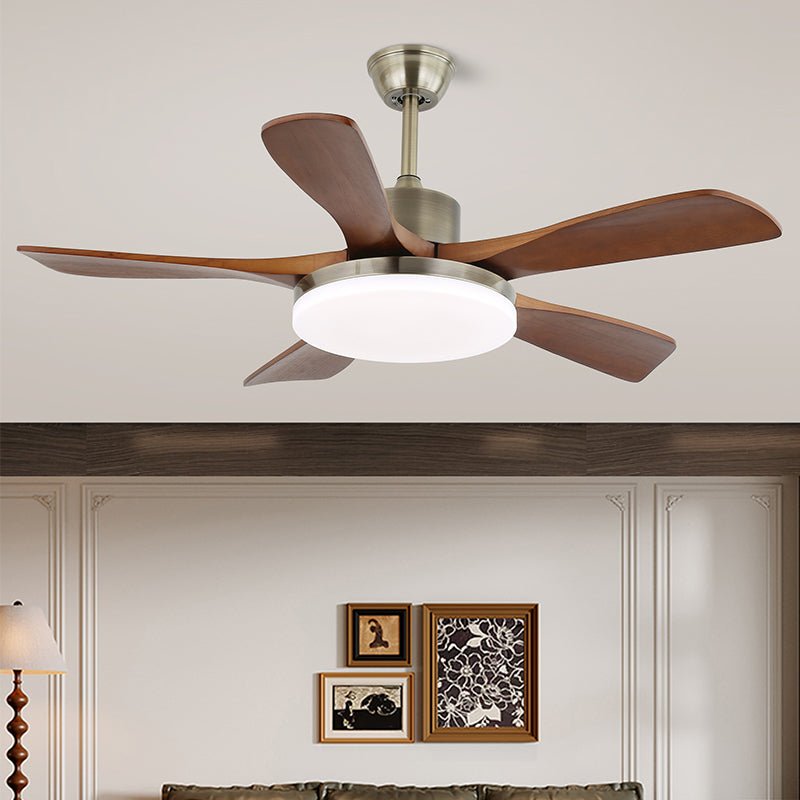 Elveora Modern Brass Wood Ceiling Fan Light