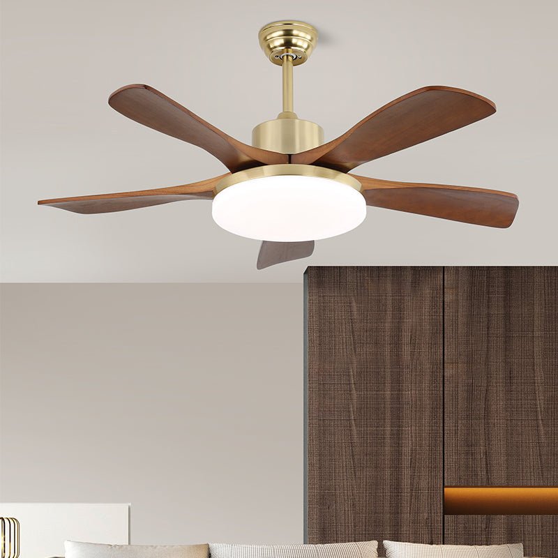 Elveora Modern Brass Wood Ceiling Fan Light