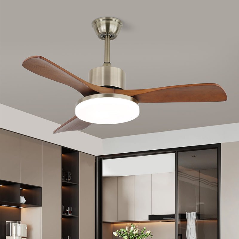 Elveora Modern Brass Wood Ceiling Fan Light