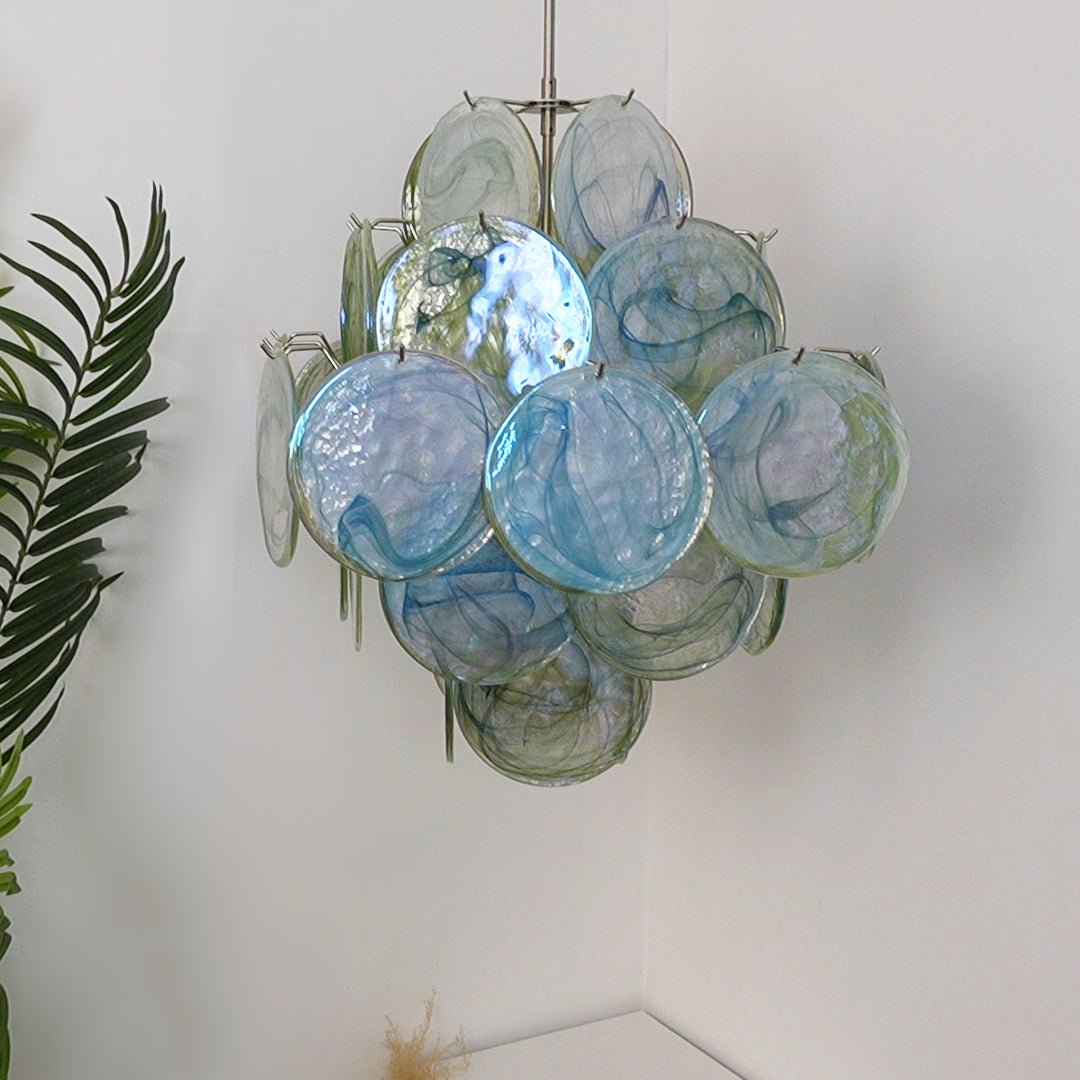 Velerora Chandelier Green Murano Glass Disc Nature