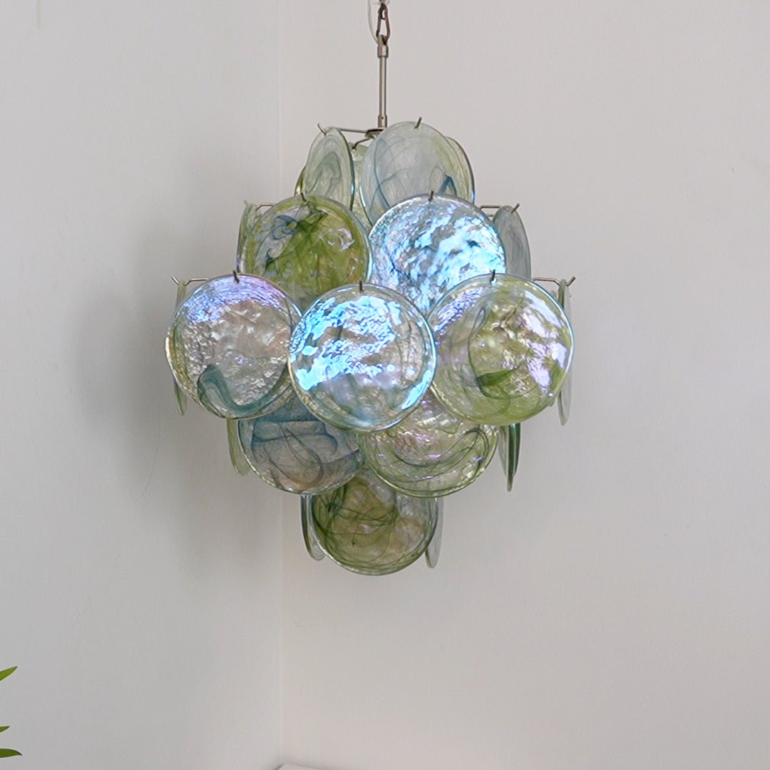 Velerora Chandelier Green Murano Glass Disc Nature