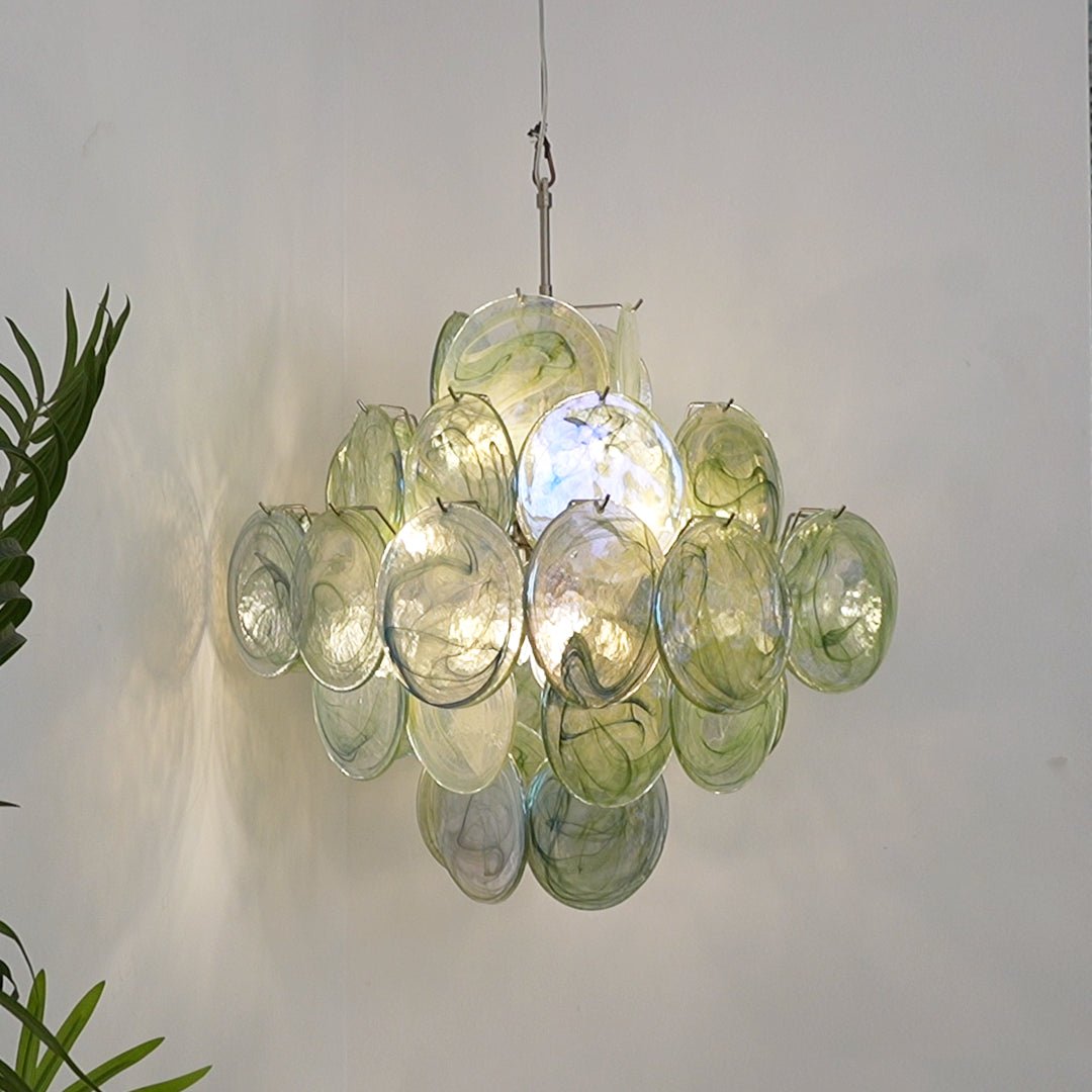 Velerora Chandelier Green Murano Glass Disc Nature