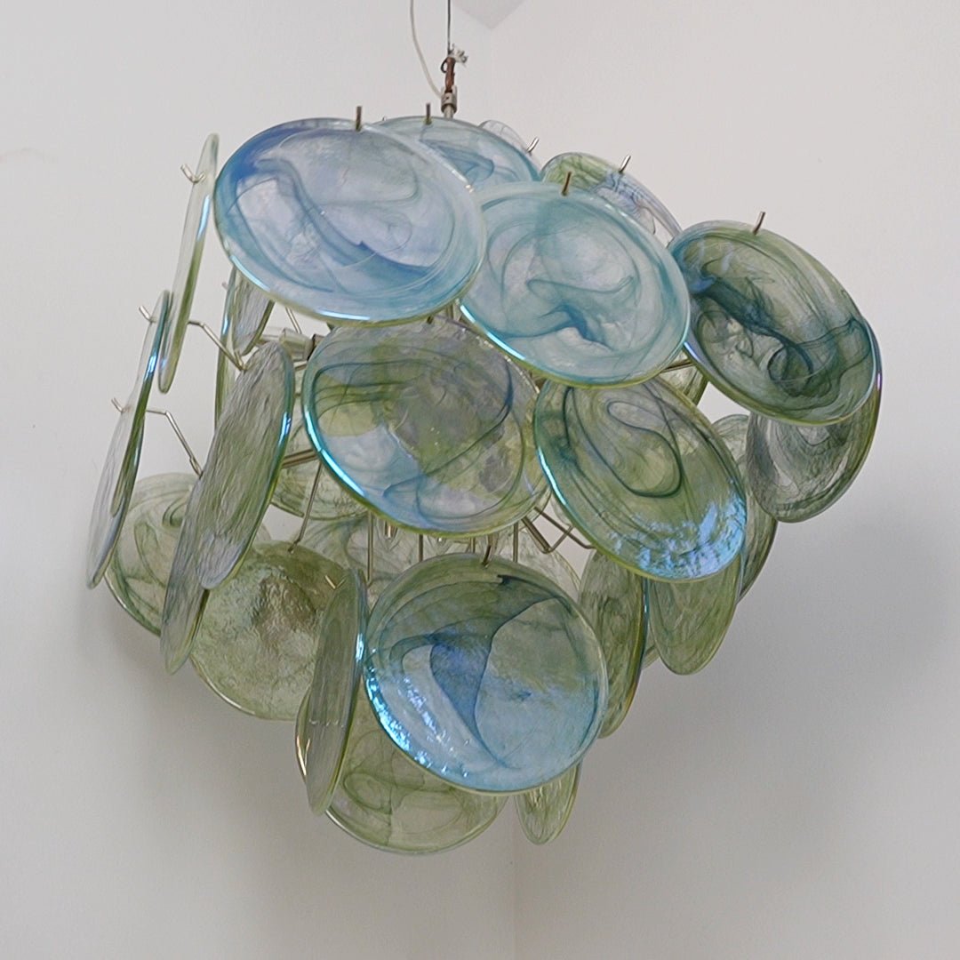 Velerora Chandelier Green Murano Glass Disc Nature