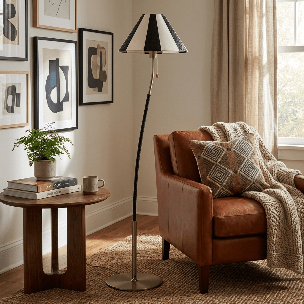 Selorelle Curved Striped Floor Lamp