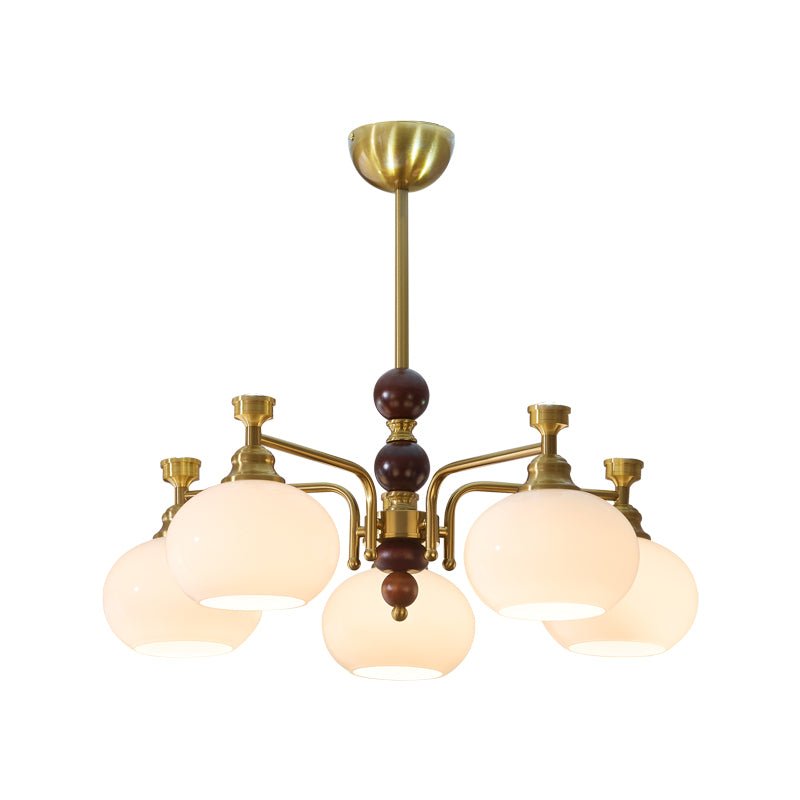 Aursolos Traditional Elegance Wood Glass Chandelier