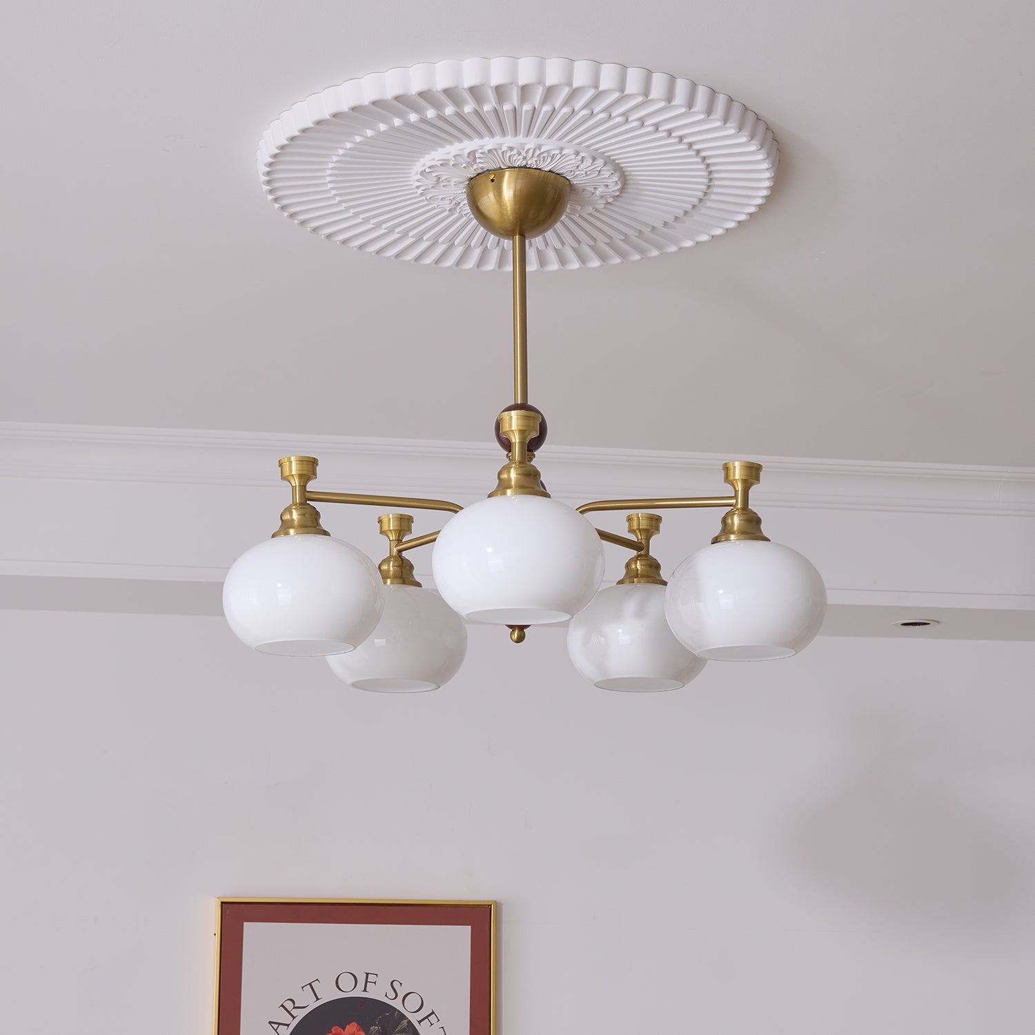 Aursolos Traditional Elegance Wood Glass Chandelier