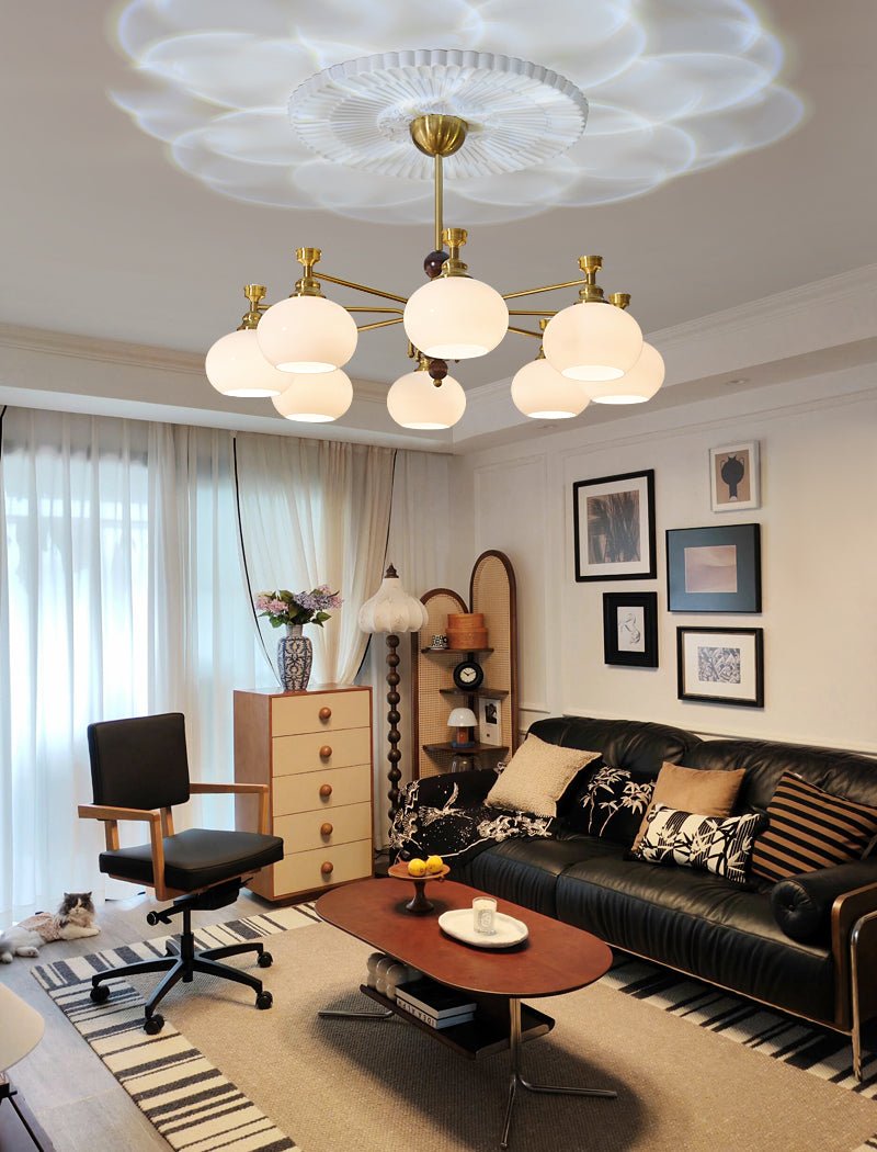 Aursolos Traditional Elegance Wood Glass Chandelier
