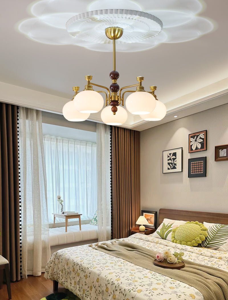 Aursolos Traditional Elegance Wood Glass Chandelier