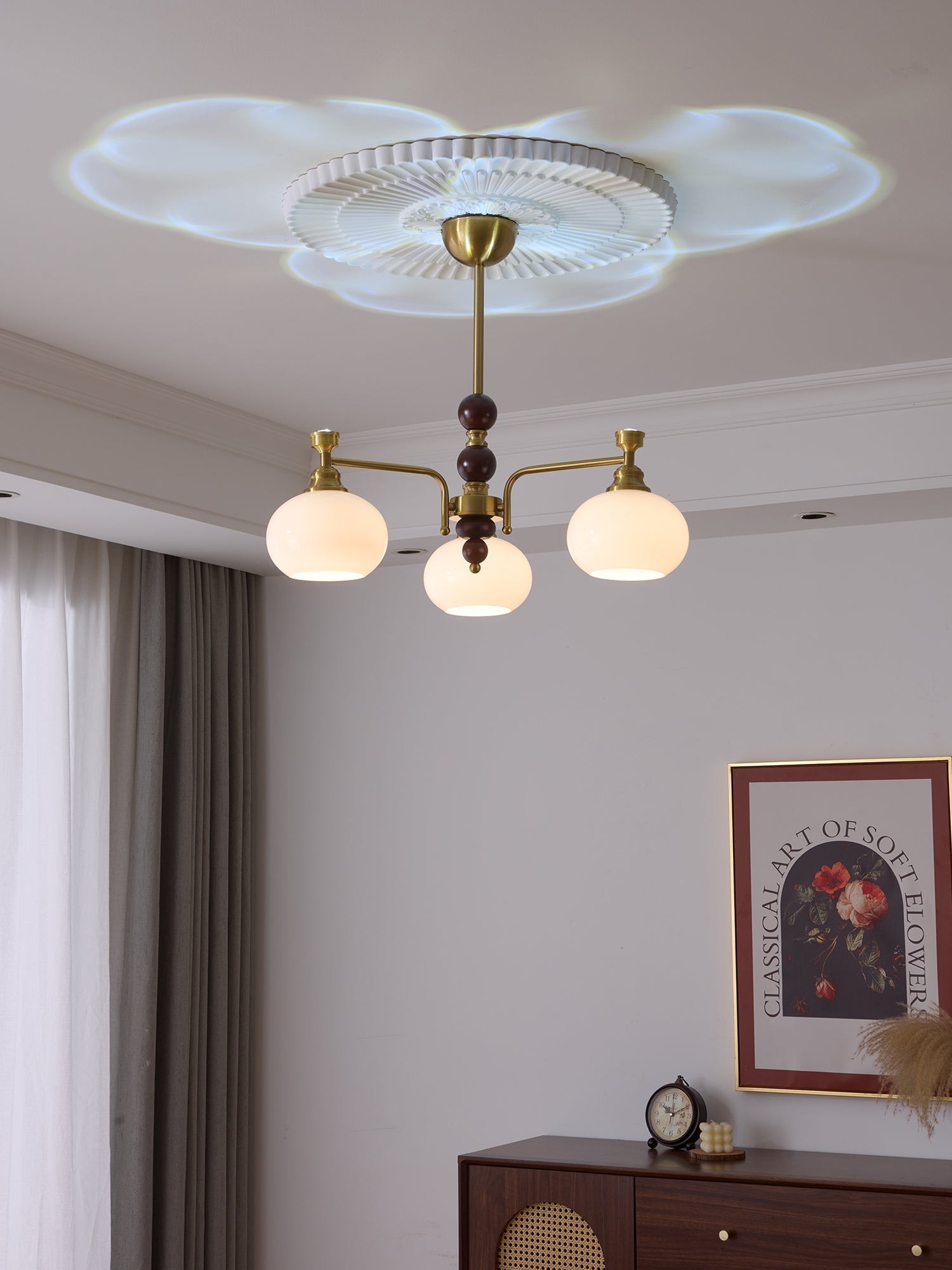 Aursolos Traditional Elegance Wood Glass Chandelier