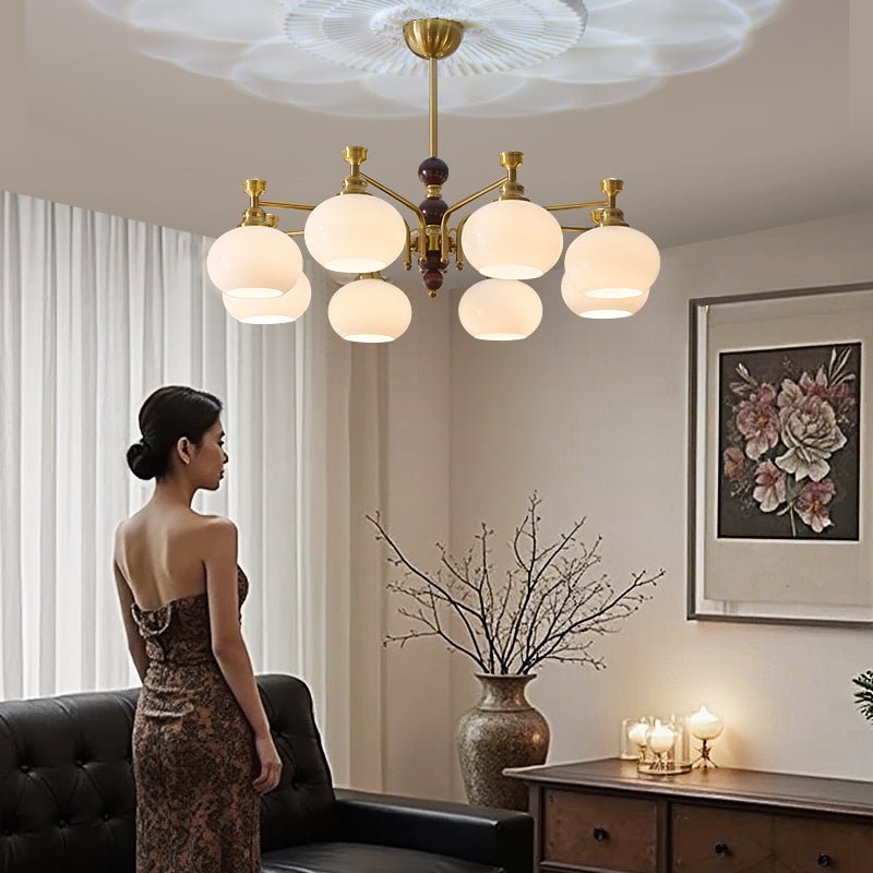 Aursolos Traditional Elegance Wood Glass Chandelier
