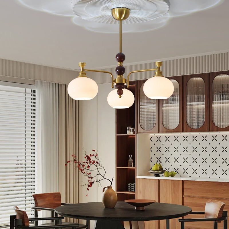 Aursolos Traditional Elegance Wood Glass Chandelier