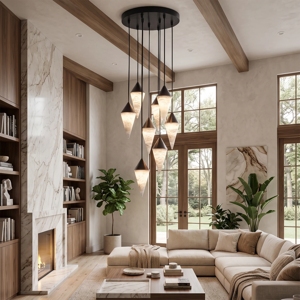 Ilverford Faceted Alabaster Drop Chandelier