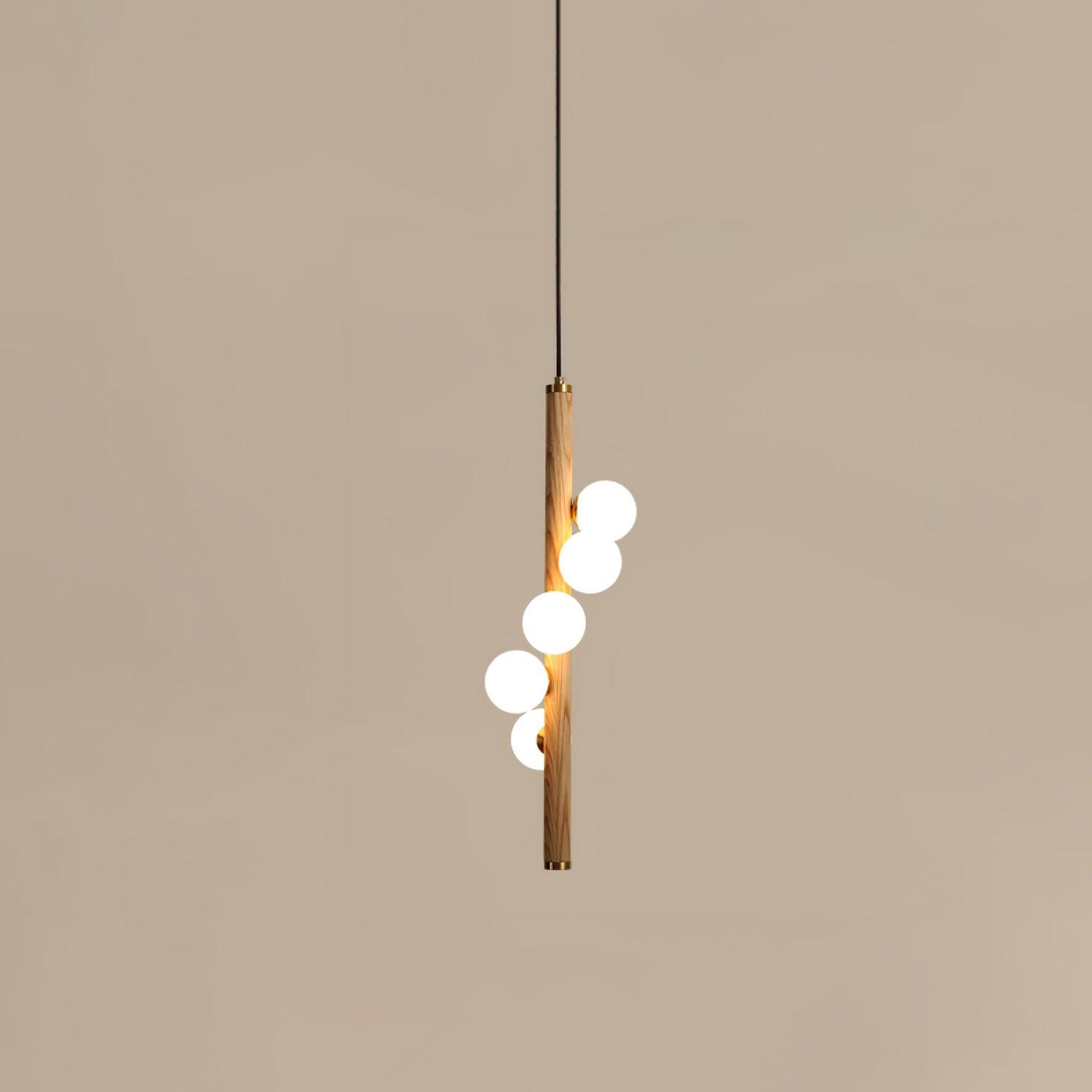 Rinenena Pendant Lamp Wooden Glass Linear