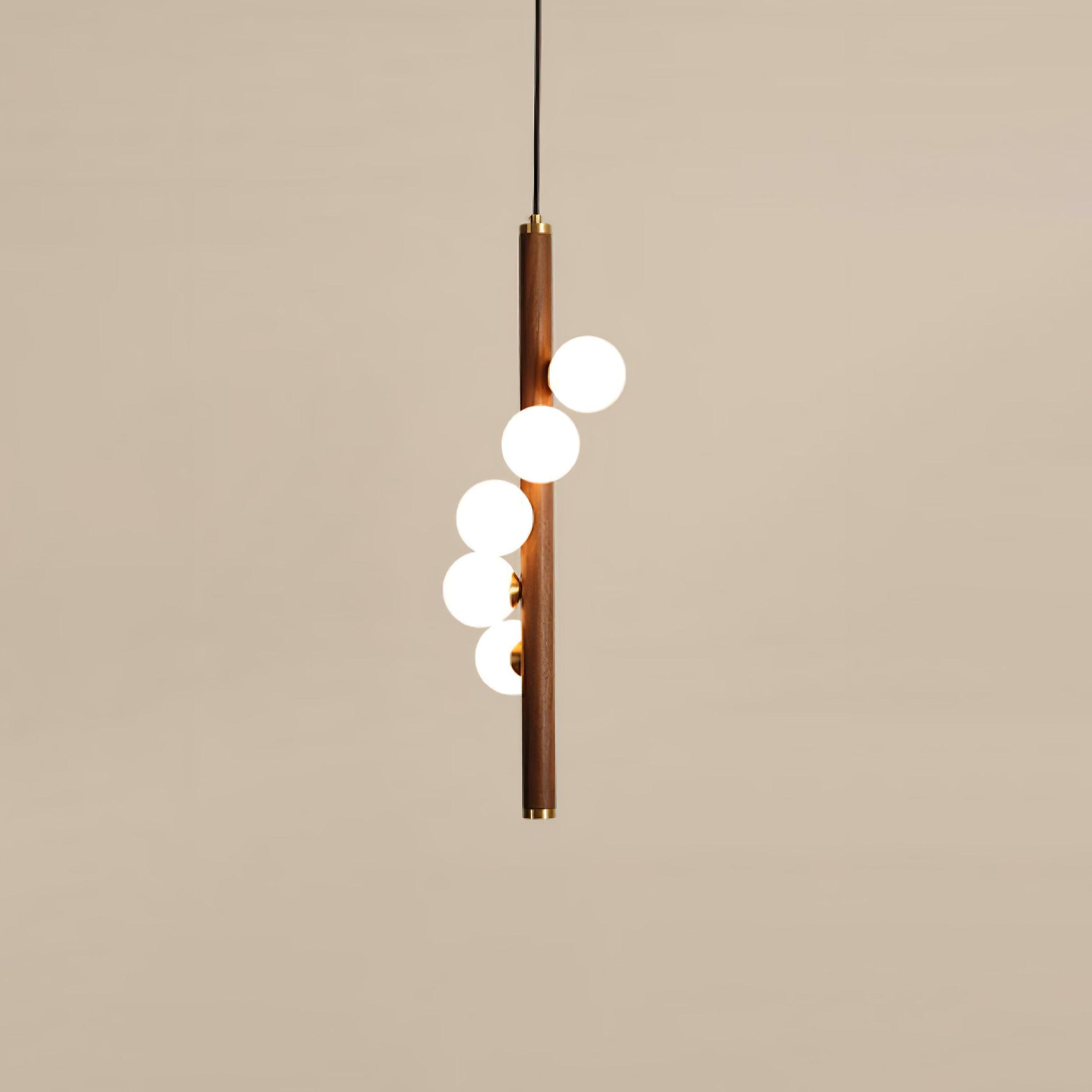 Rinenena Pendant Lamp Wooden Glass Linear