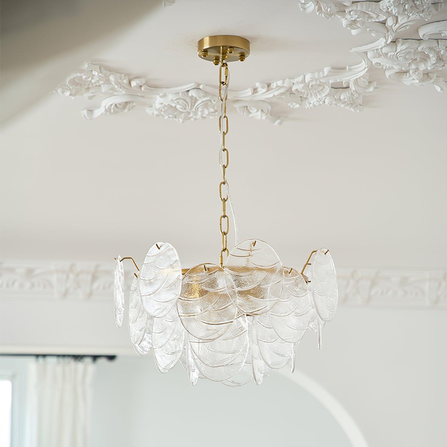 Leaf Vintage Glass Chandelier
