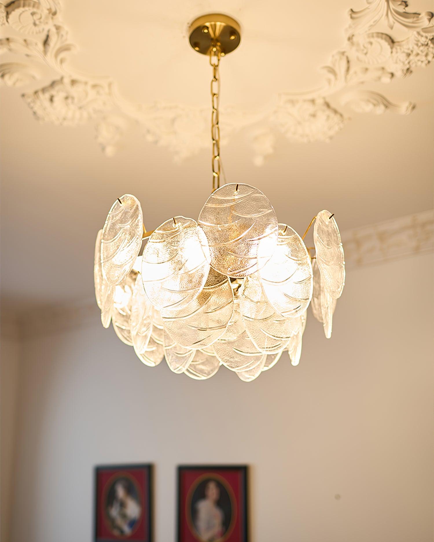 Leaf Vintage Glass Chandelier