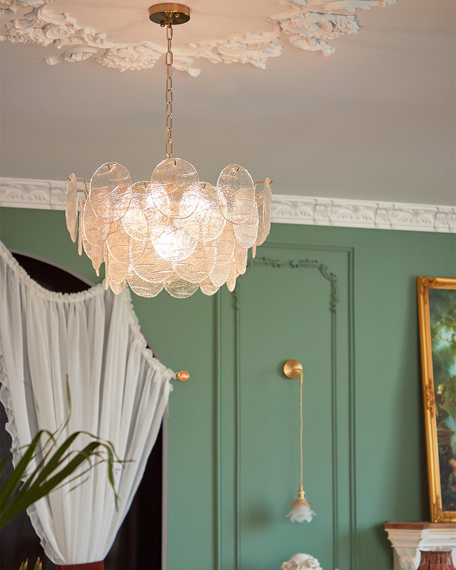 Leaf Vintage Glass Chandelier