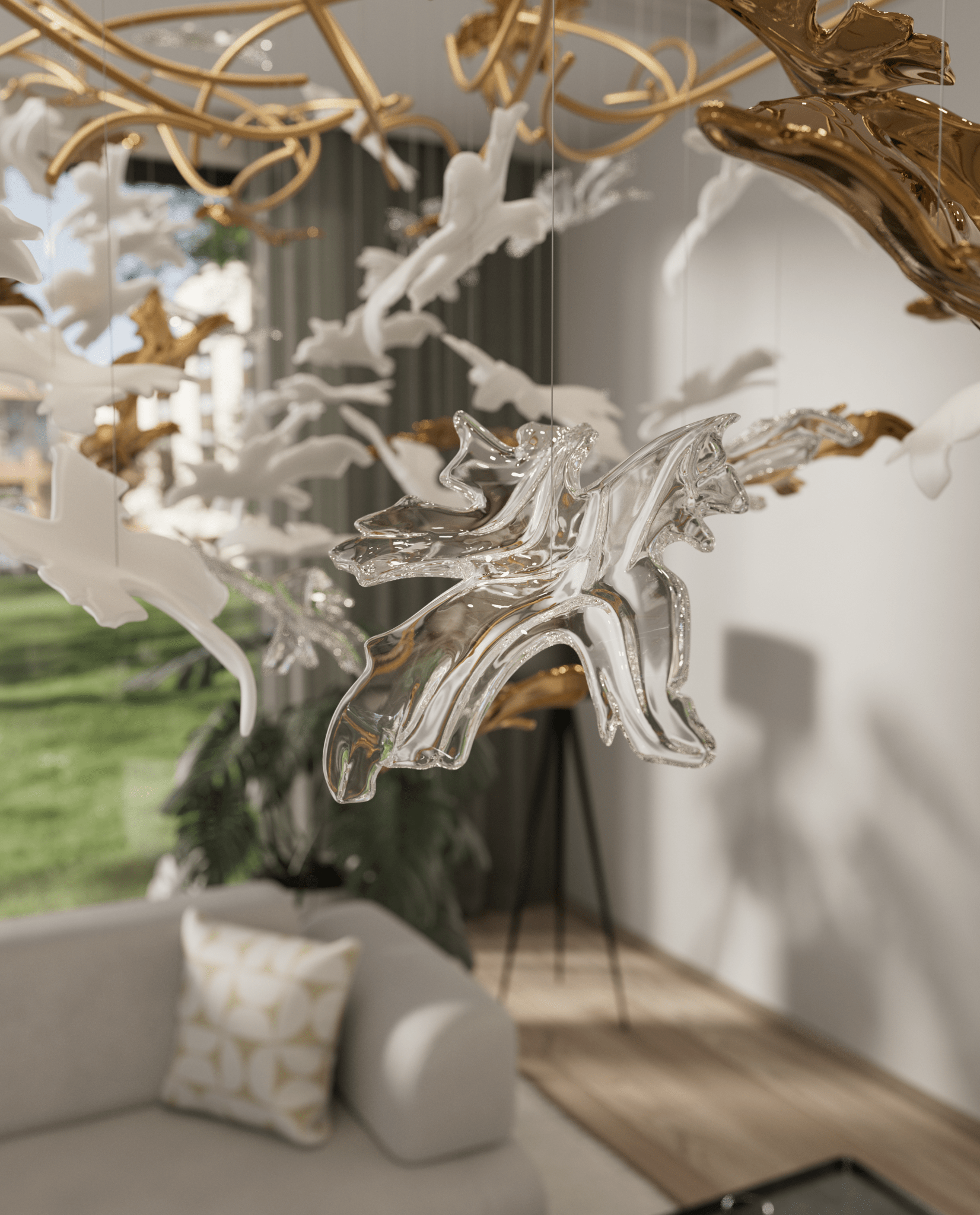 Arinan Floral Glass Chandelier