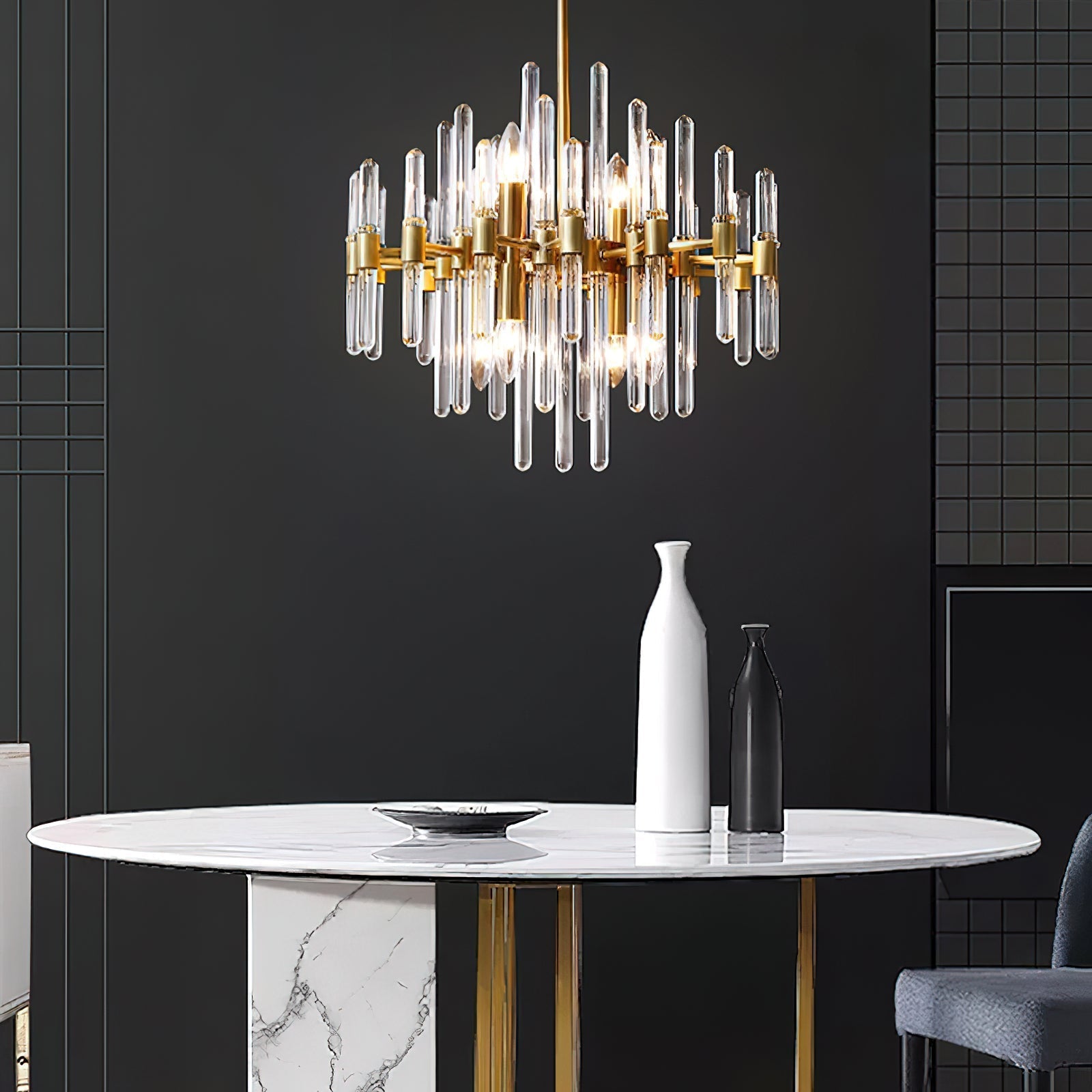 Solara Chandelier Antique Brass Starburst - Neutral Decor