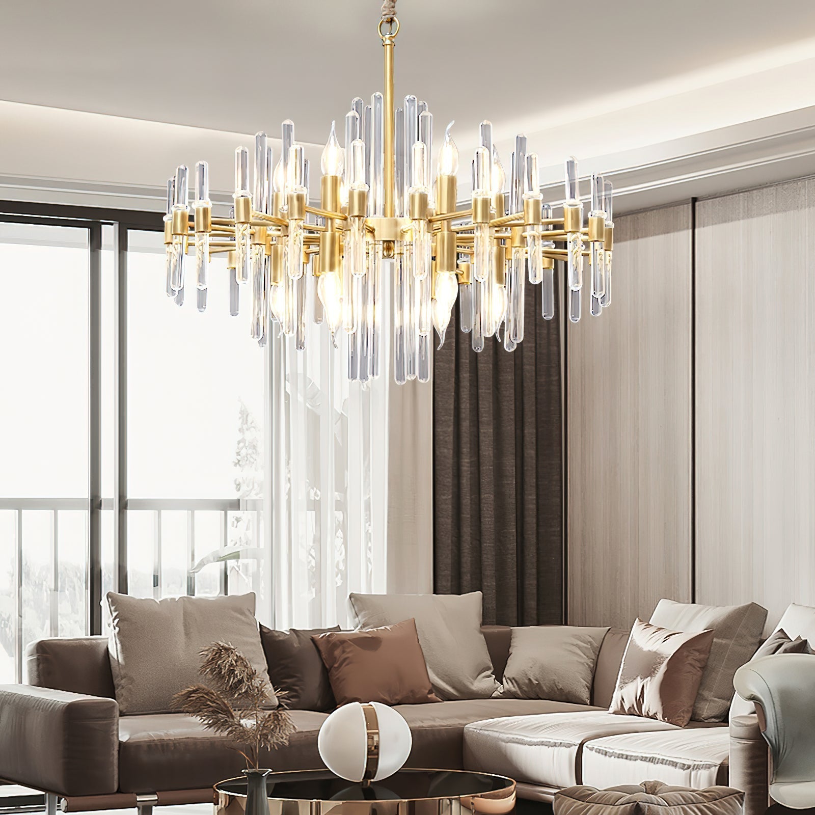Solara Chandelier Antique Brass Starburst - Neutral Decor