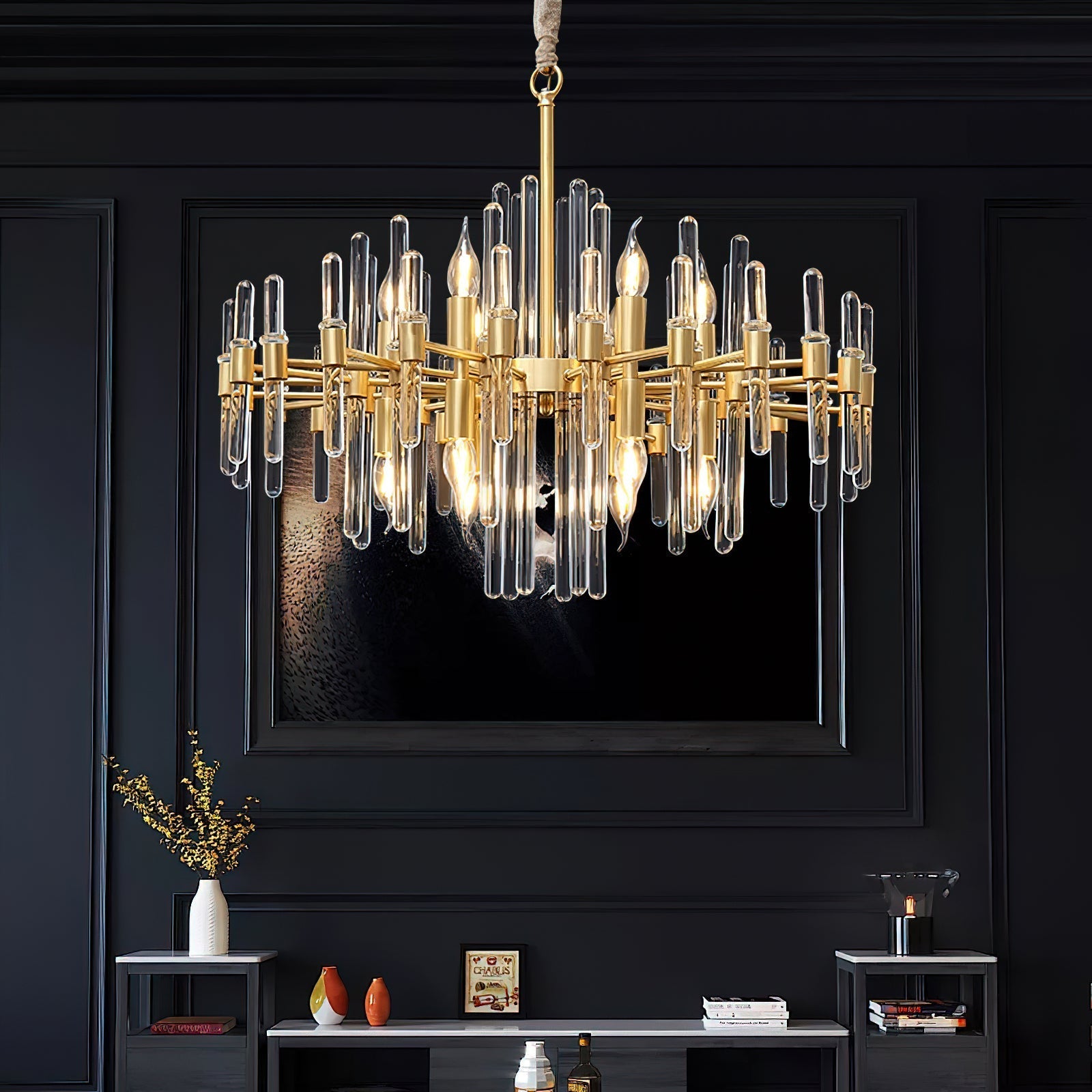 Solara Chandelier Antique Brass Starburst - Neutral Decor