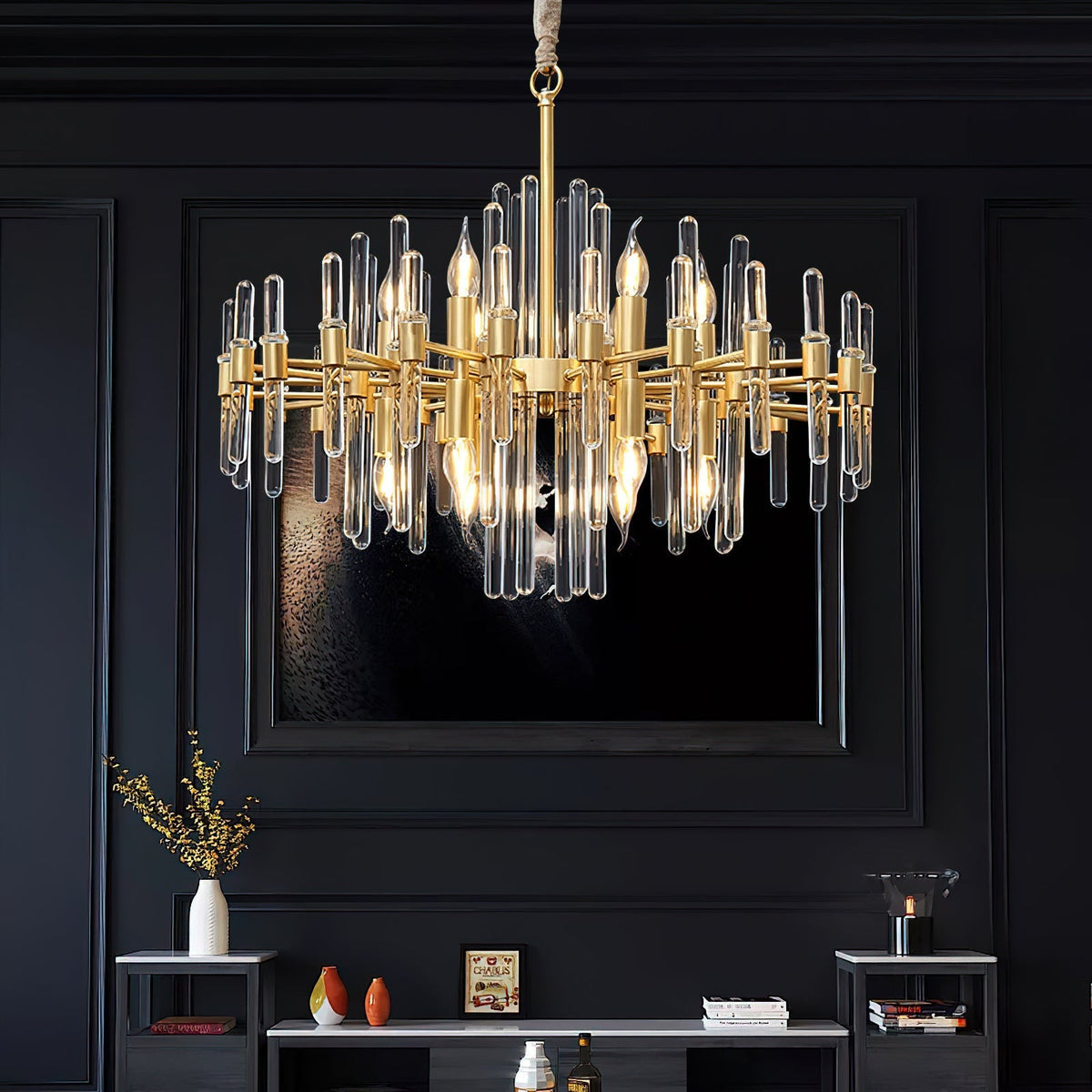 Jorine Chandelier Antique Brass Starburst