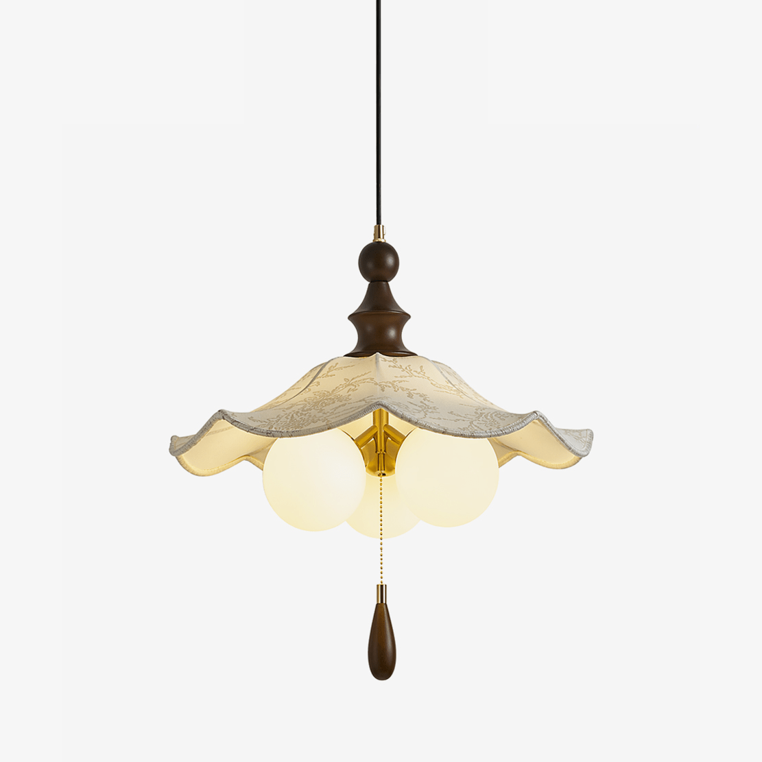 Scalloped Floral Glass Globe Pendant Light