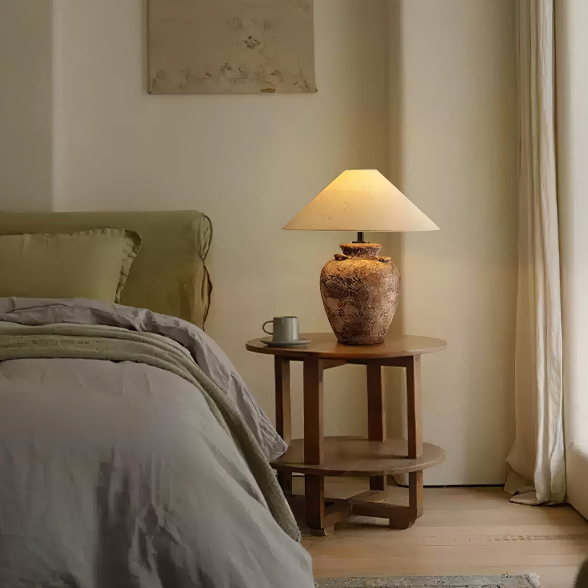 Mirisaya Vintage Fabric Table Lamp