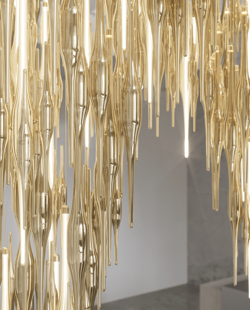 HydroDrop Amber Glass Grand Cascade Chandelier
