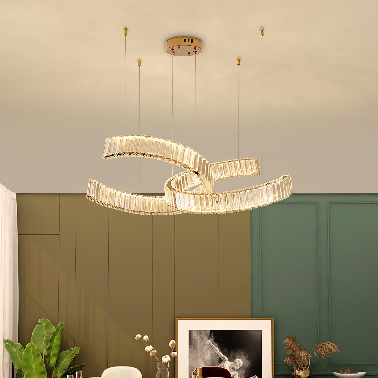 Calo Chandelier Spiral Crystal Gold Glam