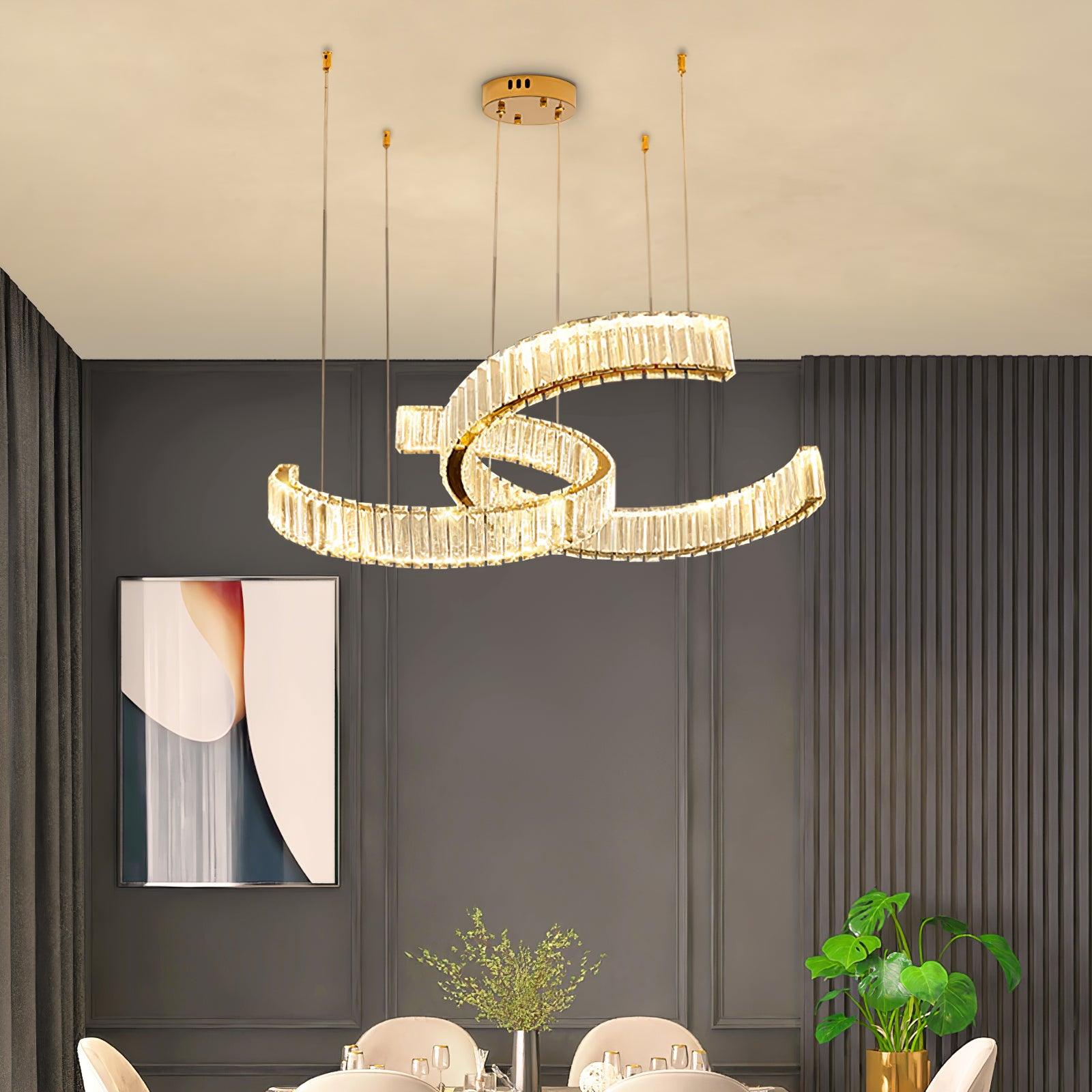Calo Chandelier Spiral Crystal Gold Glam