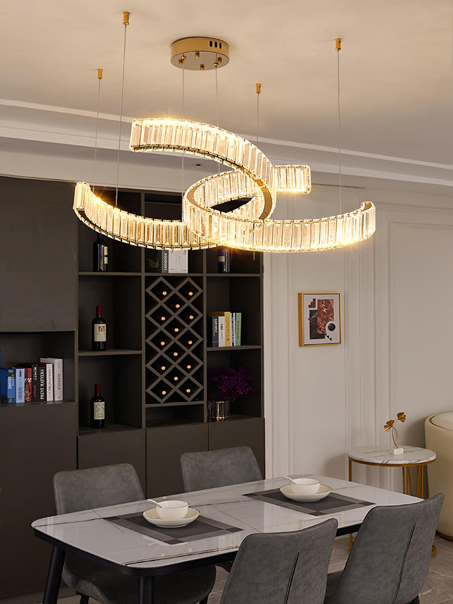 Calo Chandelier Spiral Crystal Gold Glam