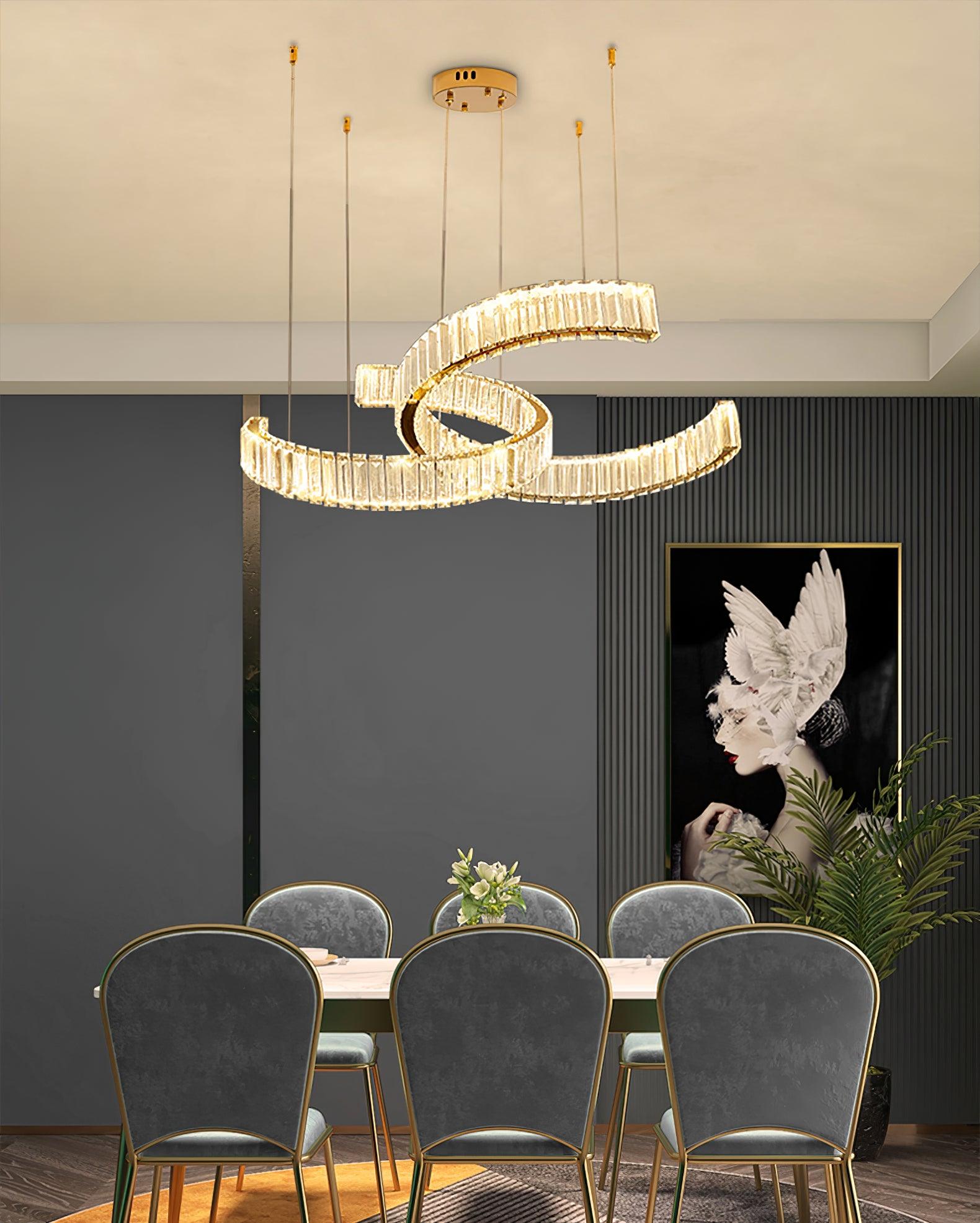 Calo Chandelier Spiral Crystal Gold Glam