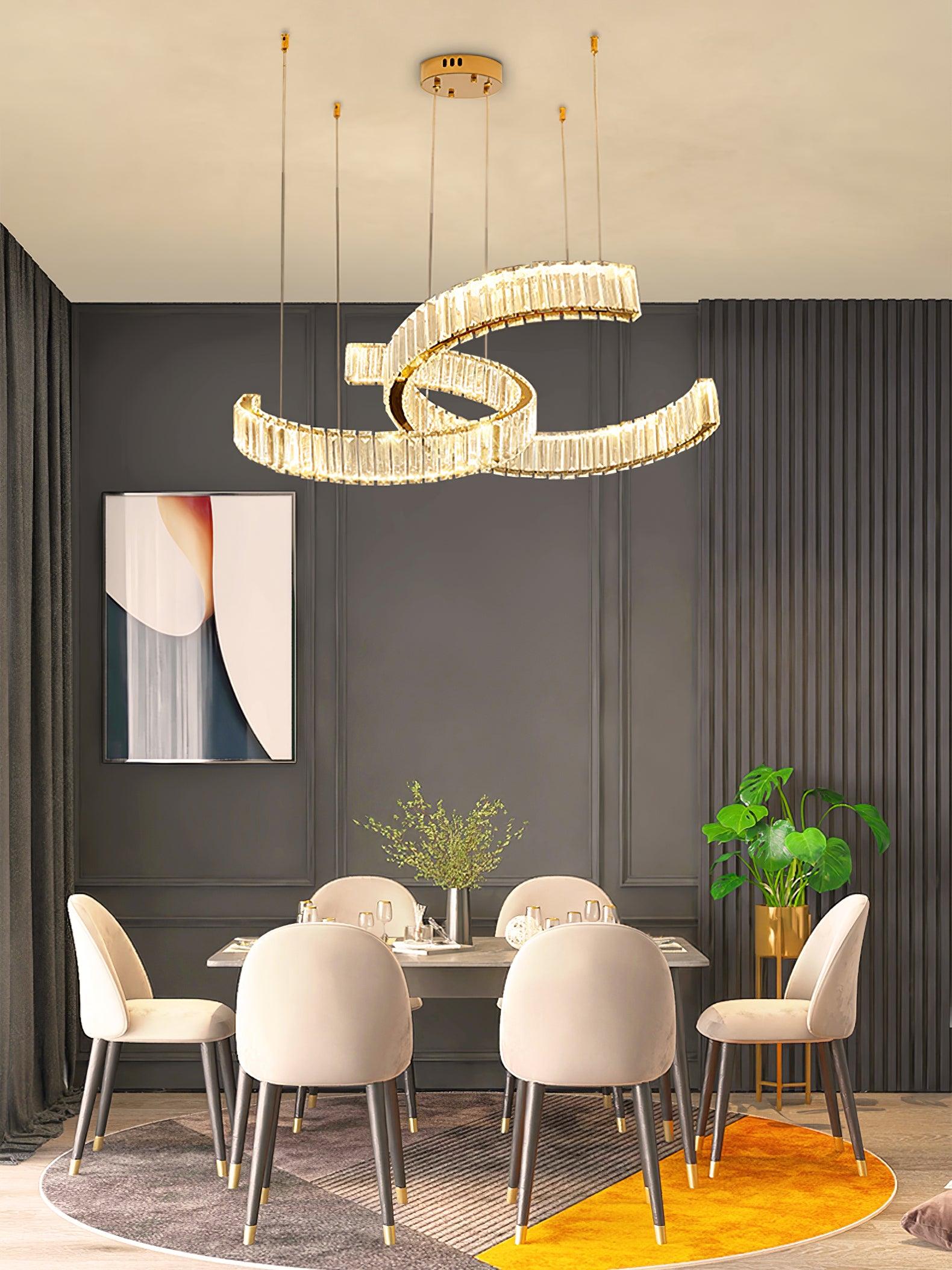 Calo Chandelier Spiral Crystal Gold Glam