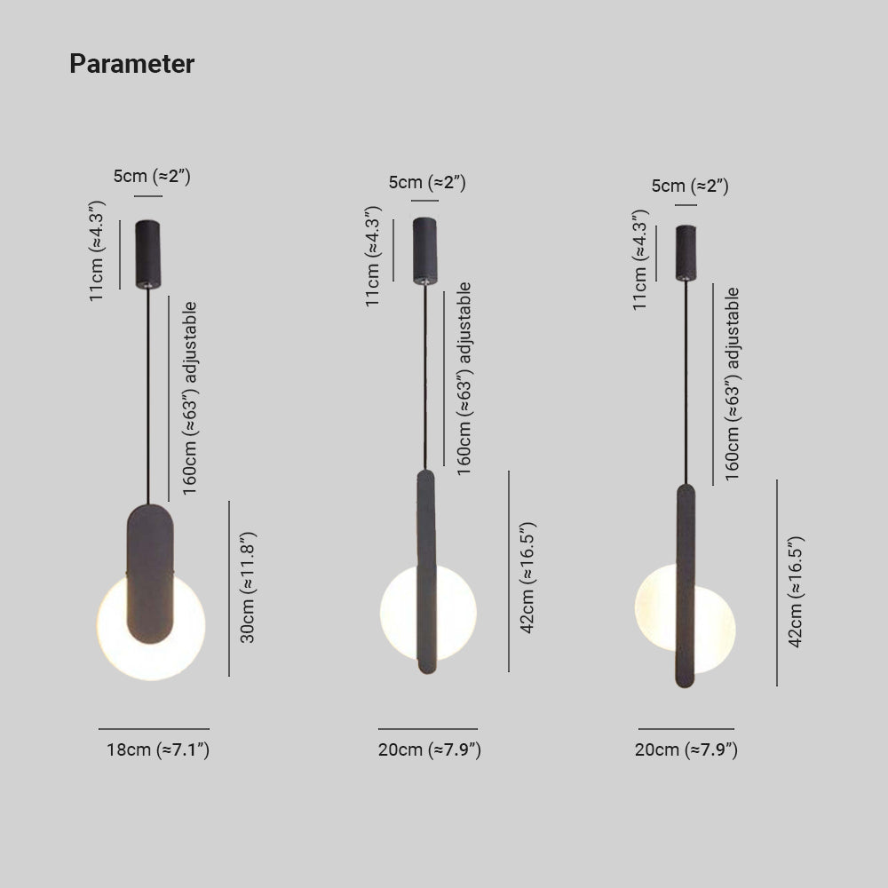 Arisha Modern Minimalist LED Hanging Pendant Lights Black White Bedroom