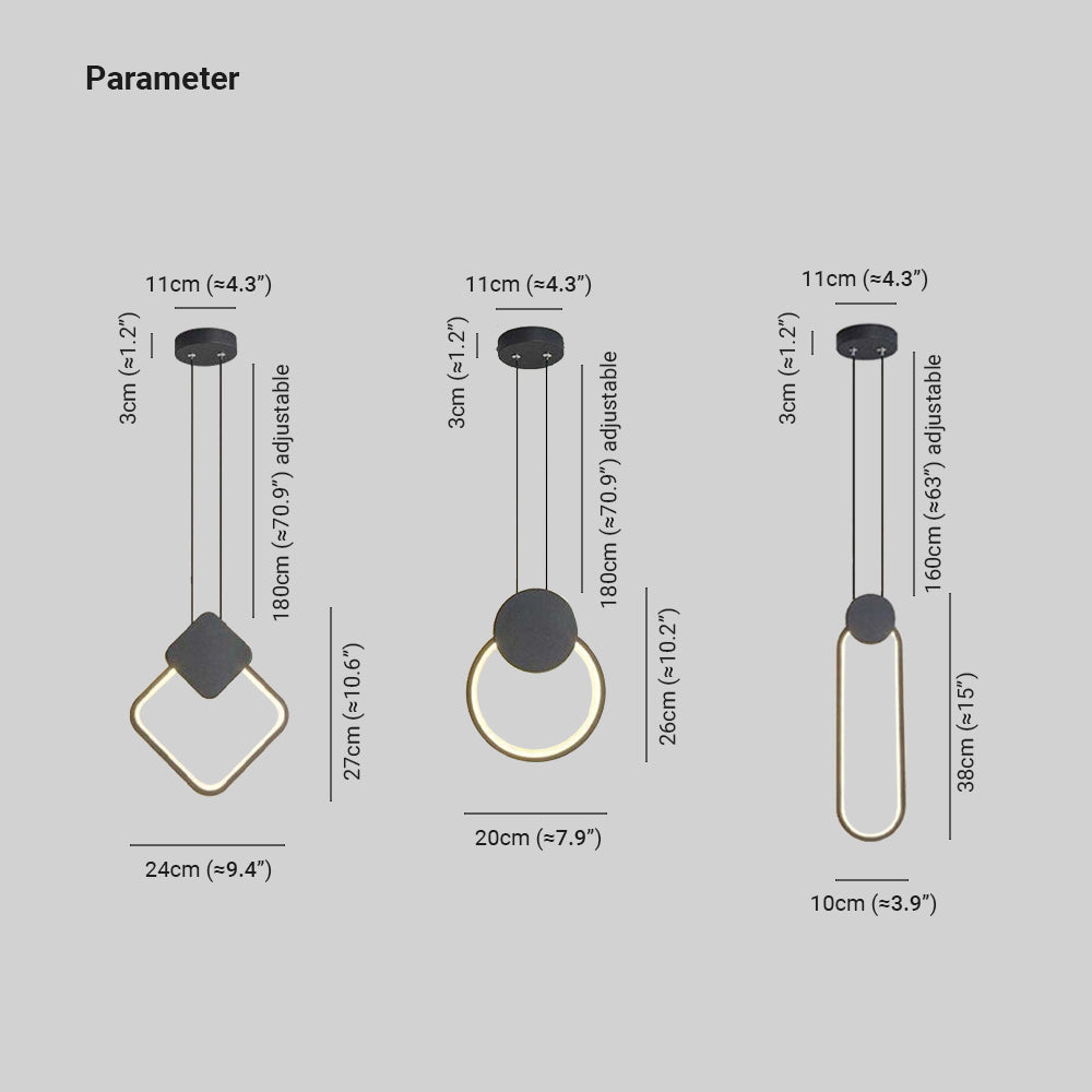 Arisha Modern Minimalist LED Hanging Pendant Lights Black White Bedroom